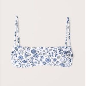 Abercrombie & Fitch Blue and White Floral Bikini Top